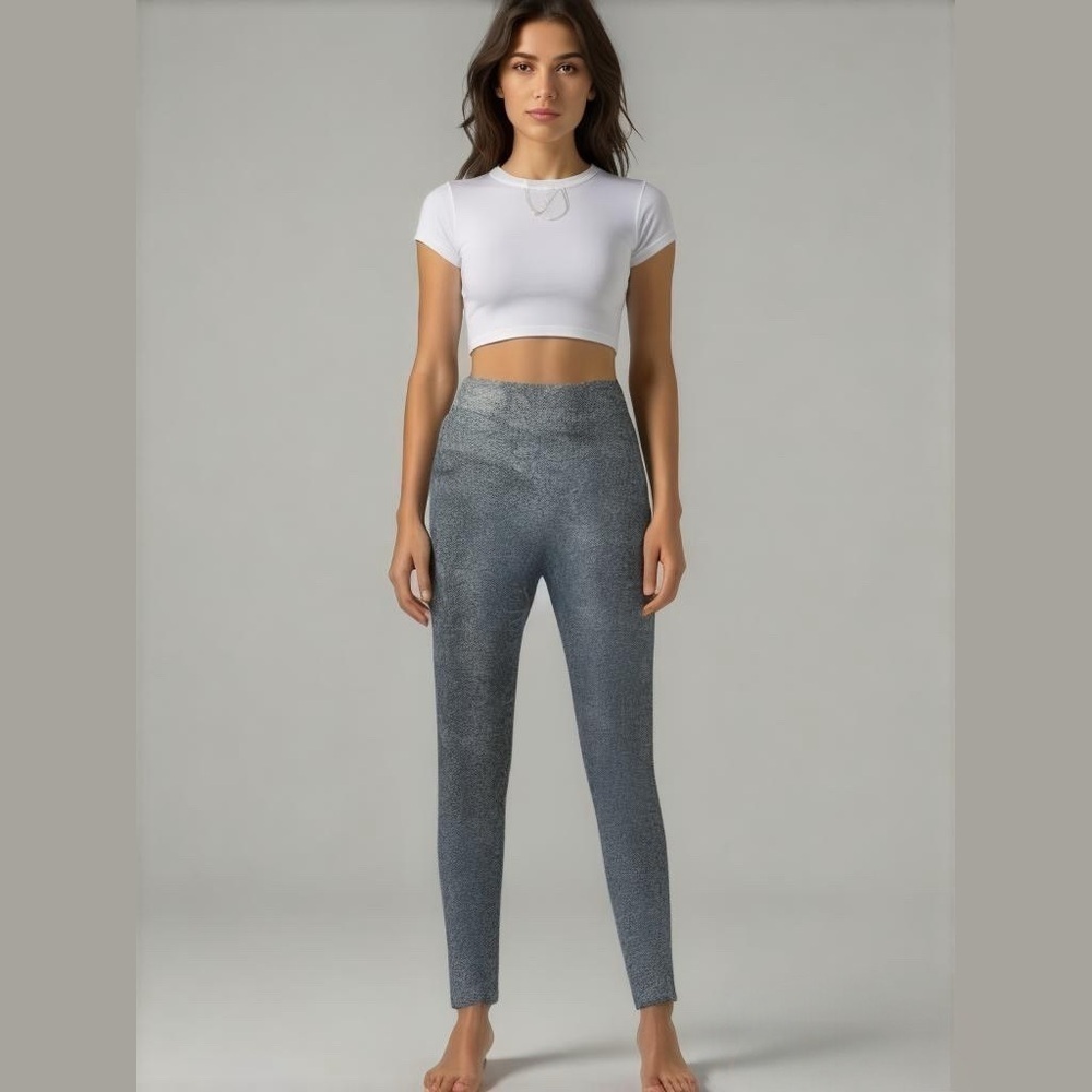 H Halston Studio Yoga pants bicolor snake December sky HSWS2160005 size L